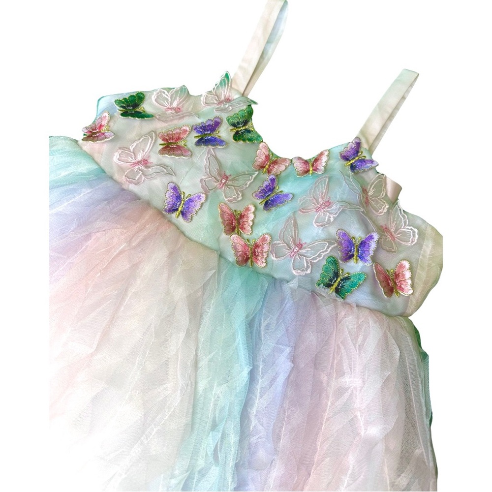 Halabaloo Fairy Style Tulle Dress, Embroidered Butterfly’s, 10